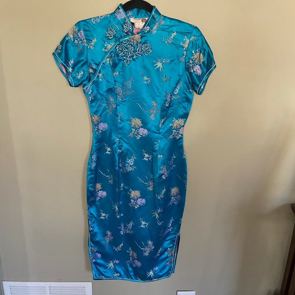 Peony Brand Shanghai China Teal Oriental Dress